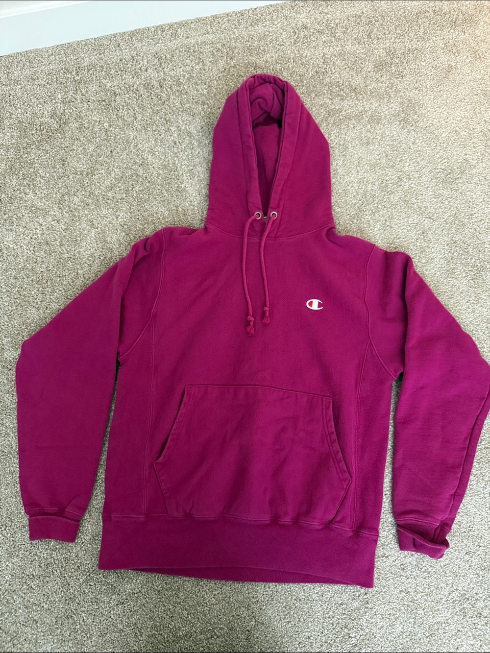 Champion Men’s Magenta Crewneck Hoodie with C Logo
